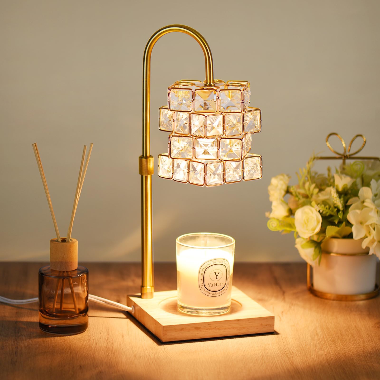 Alpharan Candle Warmer Lamp with TimerElectric Candle Warmer Dimmable and Height Adjustable Wax Melt Warmer for Scented Wax Jar CandlesAromatherapy Decorative Candle Heater Home Fragrance Warmer